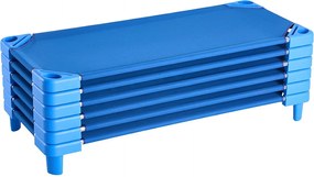 Stackable Baby Cot SucceBuy, 132 x 58 cm, Niebieski, Set z 6 Sztuk, dla Przedszkoli, Szkół Przedszkolnych i Sal Lekcyjnych