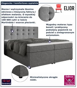 Szare łóżko kontynentalne dwuosobowe - 3 rozmiary R2-B06