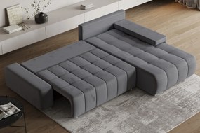 Masseno Narożnik ALESE z funkcją spania i pojemnikiem na pościel Narozniki L, Rozkładana sofa - Szary, MONOLITH 85