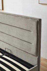 ERGO łóżko tapicerowane popiel welur welurowe 140x200
