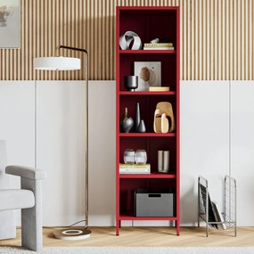 Regał na książki MARIO, 500 x 1800 x 350 mm, Modern: czerwony