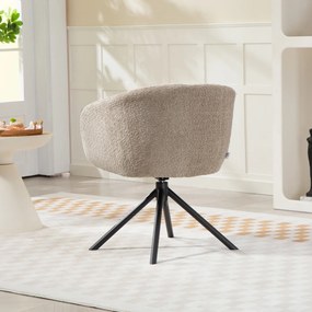 HOMCOM Fotel, Siedzisko z wygodnym siedziskiem, obrotowy, miękki pokrycie, do 120 kg, Jasnobrązowy