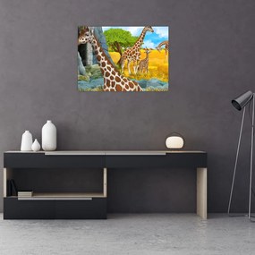 Obraz na szkle - Rodzina żyraf (70x50 cm)