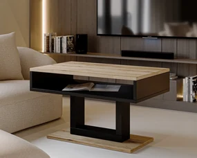 Ława TILO 100x60 dąb evoke/czarna ENDO