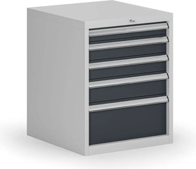 Kontener warsztatowy do zawieszenia G8, 5x szuflada, 560 x 600 x 700 mm, grafitowy