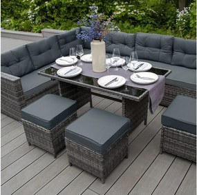 Zestaw narożny rattanowy - szary