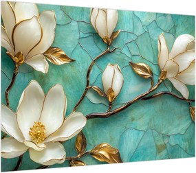Obraz na szkle - 3D magnolie (70x50 cm)