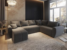 Masseno Narożnik MADISON z funkcją spania i pojemnikiem na pościel Narozniki U, Rozkładana sofa - Szary, SAWANA 05