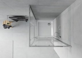 Mexen Rio kabina prysznicowa kwadratowa 70 x 70 cm, białe pasy, chrom + brodzik Flat, biały - 860-070-070-01-20-4010