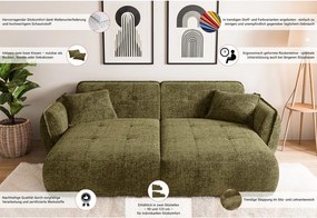 Zielona sofa z tkaniny szenilowej z szezlongiem 252 cm Nelia Big – Ropez