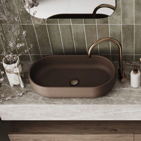 Umywalka betonowa nablatowa owalna bez otworu 60 x 32 cm FORMO | różne kolory : Kolor - Miętowy