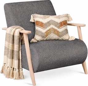 Szary fotel z drewnianymi podłokietnikami G8-Z64