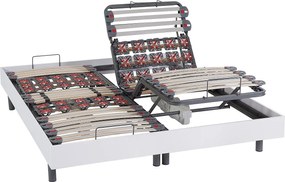 Zestaw relaksacyjny z płytek i listewek 100% lateksu 5-strefowy MENELAS marki  Ysmée - Kolor biały - 2x80x200cm - silniki OKIN