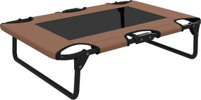 PawHut Podwyższone Legowisko dla Psów Składane, Zewnętrzne Siedzisko z Projektem Siatki Kawa Oxford 75 x 51 x 18 cm