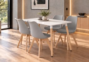 Zestaw stół z krzesłami Dolmo 017 - stół 120x80 cm biały i 4 szare krzesła