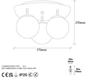 Lampa sufitowa w kolorze złota ze szklanym kloszem 37x44 cm Well – Opviq lights