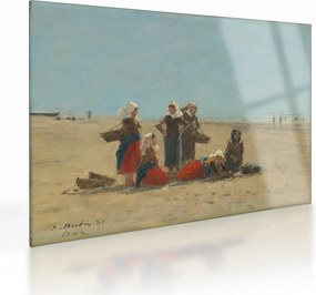 Obraz na szkle - Eugène Boudin, Women on the Beach at Berck, reprodukcje (70x50 cm)