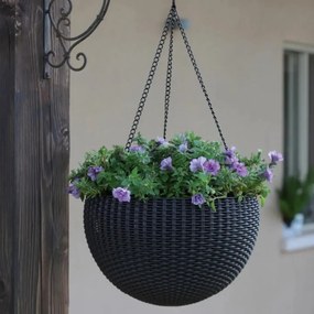 Keter Doniczka wisząca Sphere antracyt, śr. 35 cm