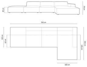 OUTLET Narożnik prawostronny, sofa narożna 341/166/70 beż tkanina strukturalna Jodie od Micadoni