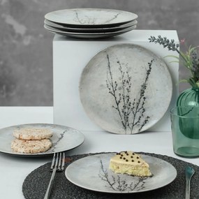Zestaw 6 ceramicznych talerzyków deserowych StoneBloom 20 cm
