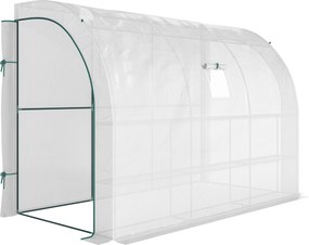 Outsunny Szklarnia ogrodowa z pokrywą foliową, UV-odporna, 3 poziomy, drzwi na zamku błyskawicznym, Biała
