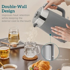 HOMCOM Czajnik 2200 W, 1,7 l z funkcją szybkiego gotowania, filtrem kamienia i tosterem na 4 kromki z 7 poziomami zarumienienia, szary | Aosom PL