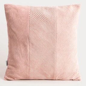 Poszewka dekoracyjna FALLERE ze sztruksowym wzorem różowa 45x45 cm HOMLA