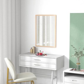 HOMCOM Lusterko ścienne, 50 x 70 cm, ramka w optyce drewna, łatwy montaż, w zestawie śruby