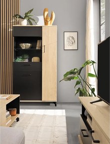 Komoda Madison MD11 z szufladą 90 cm - czarny / dąb biszkoptowy