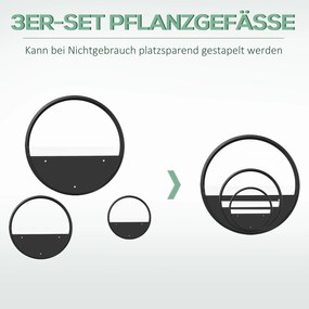 Outsunny Zestaw 3 wiszących doniczek Ogrodowe pojemniki na rośliny Dekoracyjne do zawieszenia | Aosom PL