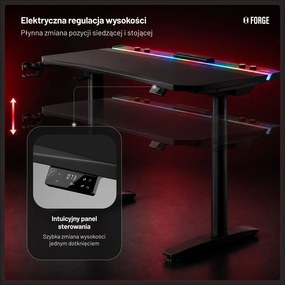 Elektryczne biurko dla graczy RGB Diablo X-Forge, 140x70 cm, czarne