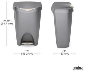 Szary plastikowy kosz na śmieci z pedałem 50 l Brim – Umbra