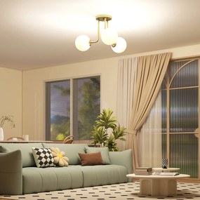 HOMCOM Plafon z kulistymi kloszami i oprawkami G9, bez źródeł światła, złoty | Aosom PL