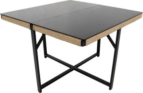 Metalowy stół ogrodowy jadalny i 4 krzesła - szklany blat - Beżowy + czarny