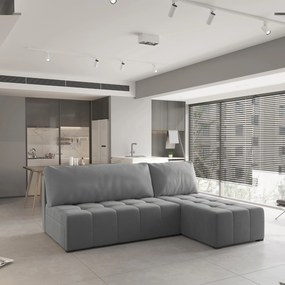 Masseno Narożnik DOMIRA z funkcją spania i pojemnikiem na pościel Narozniki L, Rozkładana sofa - Szary, KRONOS 15