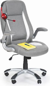 Popielaty skórzany obrotowy fotel gabinetowy N66 E2-L47