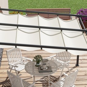 Outsunny Pawilon Ogrodowy 3 x 3m, Rozsuwany Dach, Montaż Ścienny, Metalowa Rama, Kremowy