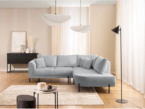 Jasnoszary narożnik z tkaniny szenilowej (prawostronny/w kształcie litery L) Mauris – Ropez