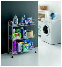 3-poziomowy regał łazienkowy na kółkach Metaltex Laundry, 31x84 cm