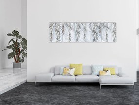 Obraz - Gałązki wierzby na niebieskim tle (170x50 cm)