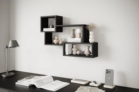 Nowoczesna półka wisząca z 3 prostokątami, do salonu, sypialni i pokoju czarny mat