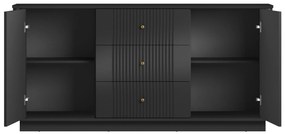 Komoda z szufladami Vesper 160 cm na cokole - czarny / złote uchwyty