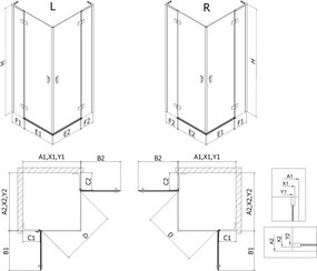 Mexen Mist-H L Duo kabina prysznicowa uchylna 120 x 120 cm, transparent, czarna - 8A5L-120L-120P-70-00