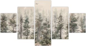 Obraz - Pine forest I., aquarel (125x70 cm)