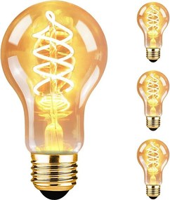 NETTLIFE Zestaw 3 żarówek LED E27 ciepła biel A60 żarnik 2200K Edison, retro 4W dekoracyjne żarówki vintage