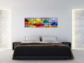 Obraz kolorowych parasoli (170x50 cm)