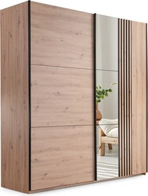 Szafa Przesuwna ATROX 203 cm z Lustrem Szafa Dwudrzwiowa Dąb artisan