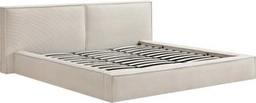 Łóżko ze skrzynią 200 x 200 cm - Sztruks - Beż - TAVESO