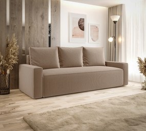 Beżowa sztruksowa sofa z funkcją spania N8-L66