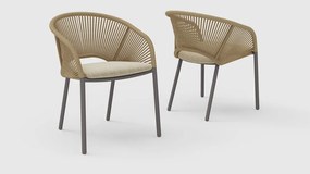 Beżowe metalowe tapicerowane krzesło ogrodowe Novella – House Nordic